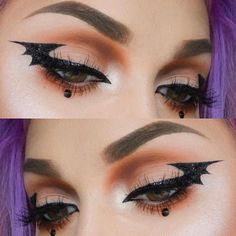 Bat Eyeliner, Halloween Eyeliner, Bat Makeup, Eyeliner Trends, Beautiful Halloween Makeup