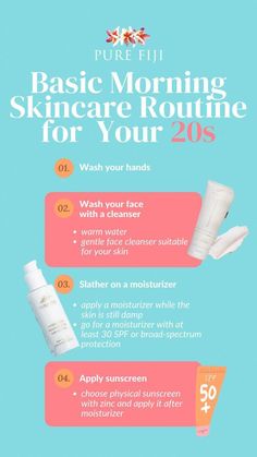 It should be no surprise that holding on to that youthful, healthy glowing skin starts with embracing good habits and filling your bathroom with the right natural skin care products. You're probably thinking - I don't have time or the money for a 10-step skincare routine. Guess what? In your 20's you actually need a lo Gentle Face Cleanser, Skin Care Routine Order, Best Face Wash, Natural Skin Care Products, Nighttime Skincare, Simple Skincare Routine, Physical Sunscreen, Morning Skincare, Your 20s