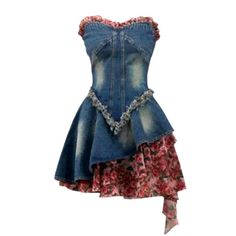 Mixed fabric strapless denim dress – Rae Jeans Denim Dresses Online, Strapless Denim Dress, Collage Style, Womens Denim Dress, Functional Fashion, Looks Street Style, Mixing Fabrics, Stage Outfits, The Trend