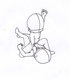 a drawing of a person on the ground holding a basketball