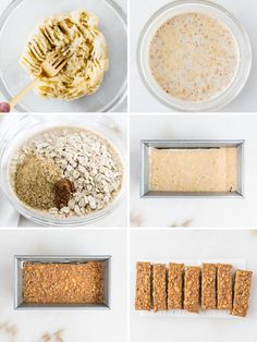 the steps to making oatmeal bars are shown