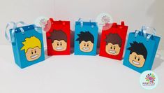 three small bags with cartoon characters on them