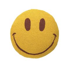 Smile face round pillow Smiley Face Pillow, Preppy Smiley Face, Smiley Face Pillows, Hook Pillow, Hooked Pillow, Hippie Homes, Face Pillow, Yellow Pillows, Round Cushion