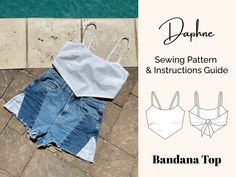 sewing pattern and instructions guide for denim shorts