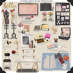 a collage of fashion and home decor items