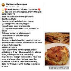 the recipe for chicken casserole is shown in this article