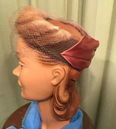 "This is a lovely, vintage ladies' hat, from the 50s or 60s! No labels or tags. It is a one size hat, as it just perches on your head, however it measures 19\" around the inside. It is made of soft and supple, brown mink fur on a brown velour open ring, with a big flat satin bow in back. Covered in netting. The hat is in great, vintage condition. No damage or issues. No soil or stains. Shows a few small breaks in the netting. Lovely!" Vintage Wide Brim Costume Hats For Vintage Events, Retro Mini Hats With Short Brim For Church, Retro Mini Hats With Curved Brim, Retro Short Brim Mini Hats For Church, Vintage Wide Brim Mini Hat For Church, Vintage Fitted Cloche Headpiece, Vintage Brimmed Mini Hats, Vintage Curved Brim Headpieces For Kentucky Derby, Retro Short Brim Hats For Church