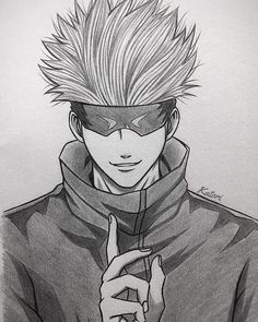 Jujutsu Kaisen Gojo Sketch, Goju Santoro Anime Drawing, Gojo Art Sketches, Drawing Of Gojo Satoru, Gojo Manga Drawing, Jujutsu Kaisen Gojo Drawing, Gojo Satoru Drawing Tutorial, Anime Gojo Drawing