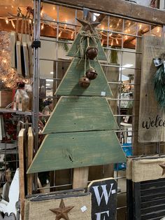 a christmas tree made out of wooden crates