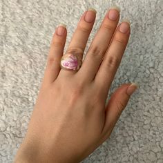 New, Not My Style, But Is So Cute Looks Like Legit Glass / Crystal Rings That Are Much More Expensive And Are A Lot More Delicate I Have A Few Of These Rings Available And I Handmake So Many Cute Pieces! Please Feel Free To Take A Look At My Items!! Adjustable Clear Rings, Pink Rings Suitable For Spring Gift, Pink Ring For Spring Gift, Pink Round Jewelry For Spring, Pink Ring As Spring Season Gift, Cute Pink Ring Jewelry, Spring Gift Pink Ring, Spring Gift Pink Rings, Pink Hypoallergenic Rings For Gift