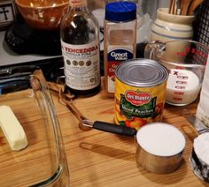 the kitchen counter is cluttered with ingredients to make an appetizer for desserts