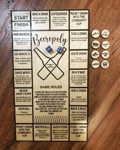 a game board with instructions on it sitting on a table