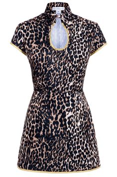 Anna Mae Leopard Satin Mini Dress - Made to Order Tie Styling Women, Winter Mini Dress Outfit, Golden Outfit, Leopard Outfit, 60s Mini Dress, Chic Mini Dress, Leopard Print Fashion, Statement Outfit, Party Mini Dress