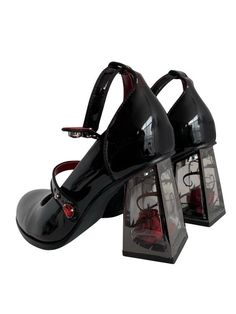 ❤︎Dark Rose Black Heels❤︎ Gothic High Heels, Black Mary Jane Shoes, Mary Jane Platform Shoes, Zapatos Mary Jane, Punk Shoes, Gothic Shoes, Cosplay Shoes, Platform Mary Janes, Mary Jane Heels