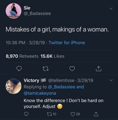 two tweets that are on the same page, one has an image of a woman