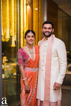 Photo From Shravya And Sharan's Engagement  - By Ashwin Kireet Photography Indian Wedding Reception Outfits, Wedding Reception Outfit, Reception Outfits, Couple Wedding Dress, Wedding Saree Blouse Designs