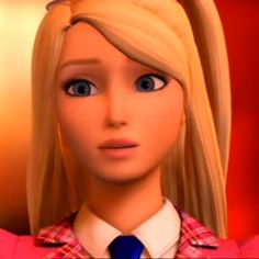 a barbie doll with blonde hair wearing a blue tie