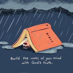 an orange book with the words build the walls of your mind with god's truth