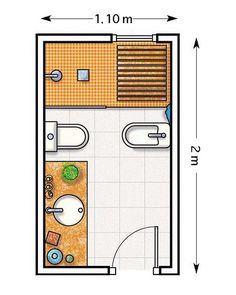 the floor plan for a small bathroom with an attached shower and toilet, along with a sink