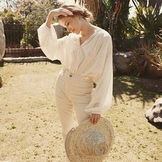 The Jane Blouse in seasalt available for pre-order now and Souk Hat available at www.shopdoen.com / #doencollective #summer16 Jane Birkin, In Hollywood, Summer Wardrobe, Her Style, Style Me, Straw, Summer Fashion