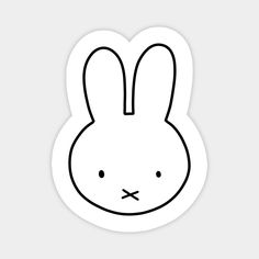 a white sticker with a black outline of a rabbit's face on it