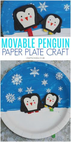 paper plate crafts with penguins and snowflakes