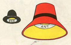 an illustration of a red hat and another black hat with the word ant on it