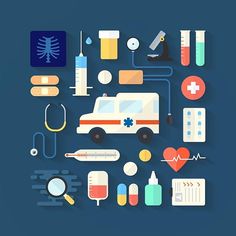 flat medical icons with long shadow on blue background stock photo edit now for more info