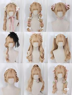 Hair Styles For Medium Hair Prom, Cute Hair Designs For Long Hair, Cute Innocent Hairstyles, Pretty Princess Hairstyles, Hair Accessories For School, Hairstyles For Dolls With Long Hair, Japanese Hairstyle Long Hair, Himekaji Hairstyles, Japanese Hairstyles Girl