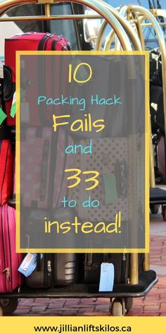 suitcases stacked on top of each other with the words packing hack falls and 3 to do instead