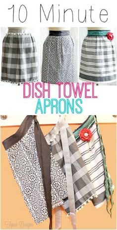 the instructions for how to sew dish towel aprons