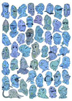 an image of many different masks on a white background