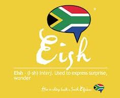 an advertisement with the words eish written in white and red, green, blue, and yellow