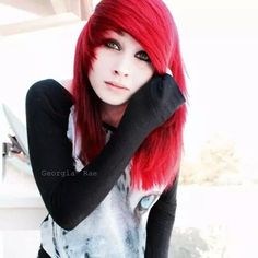 Red Scene Hair, Goth Hair, Neon Hair, Scene Emo