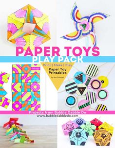 paper toys play pack with instructions to make them and how to use them for arts and crafts