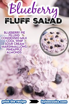 the blueberry fluff salad recipe is ready to be eaten and served on a plate