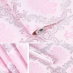 the pink and white wallpaper is being used to create an intricate pattern on this shirt