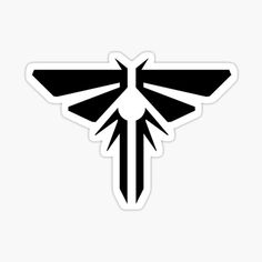 the last of us firefly logo sticker is shown in black on a white background