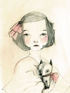 Childrens Wall Art Print -Chihuahua and Sara Portrait with dog,  8x11 inches Print. $20.00, via Etsy. 동화 삽화, Childrens Wall Art, Art Carte, Childrens Art, Pics Art, Wedding Planners, Art Wall Kids