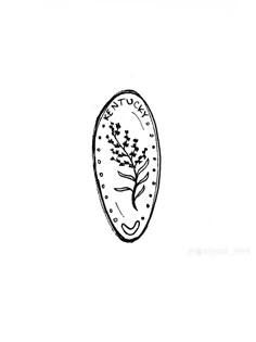 a black and white drawing of a oval with flowers on it