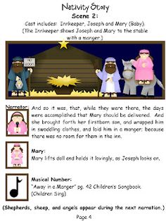 the nativity story for children with pictures and instructions to read in english or spanish