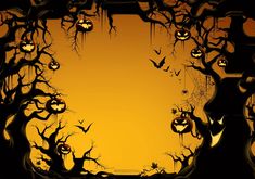 a halloween background with pumpkins and bats