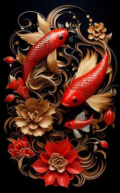 Artful Koi Fish Tattoo Sketches Koi Fish Tattoo Design, Koi Fish Decor, Ocean Creatures Art, Black Koi Fish, Mushroom Garden, Tattoo Vector, Fish Artwork, Koi Art, Iphone Dynamic Wallpaper