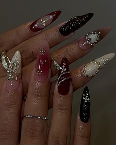 dark feminine nails,long nails, medium nails, birthday nails, vacation nails, summer nails, special occasion nails, wedding nails,nail inspo,nail design,nail charms,nail aesthetics,nail design,fall nails, autumn nails Nail Birthday, Brown Fall Nails, Nail Autumn, Birthday Nail, Press On Nails Long, Autumn Nail, Fall Nail Trends, Glamorous Nails