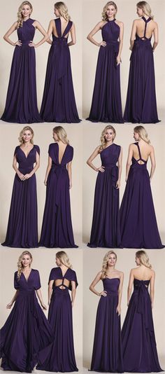 the back of a purple bridesmaid's dress is shown in multiple pictures