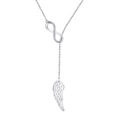 PRICES MAY VARY. Design: This Angel Wing Infinity Choker Y Necklace is inspired by endless memories and beautiful imagination: You are the angel in my heart, always and forever. Simple and quality, suitable for everyday wear. Chain Type: 20"+2" extension cable chain with sturdy lobster-claw clasp; Chain Width: 1.2 mm. You can freely adjust the length according to your neck and clothes. Material: Both Pendant and Chain are made of Solid Sterling Silver. Infinity choker design + Angel wing Y penda Choker Design, Clothes Material, Choker Designs, Light Jewelry, Perfect Gift For Girlfriend, Sterling Silver Choker, Y Necklace, Wing Necklace, Best Gifts For Her