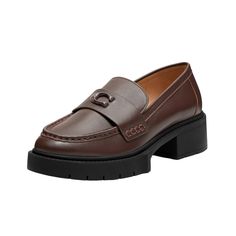 PRICES MAY VARY. Leah Leather Loafer Coach Women's Leah Leather Loafer, Maple, 10 Leather upper Man-made leather lining, leather footbed Chunky ‘90s-inspired lug sole for subtle lift Slip on Patent Leather Loafers, Signature Hardware, 90s Inspired, Levis Women, Kids Luggage, Lug Sole, Leather Slip Ons, Leather Loafers, Slip Ons