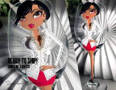 an image of a woman in a red dress holding a wine glass with the words ready to ship on it