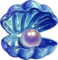 a blue glass bowl with a pearl in it