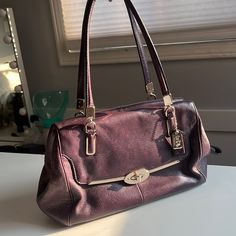 Kept Nicely And Neatly. This Bag Comes With The Set Wallet To Compliment Classic Clutch Bag With Silver-tone Hardware, Purple Travel Bag With Silver-tone Hardware, Classic Purple Shoulder Bag, Classic Purple Rectangular Bag, Office Clutch Bag With Silver-tone Hardware, Daily Use Clutch Bag With Silver-tone Hardware, Classic Purple Bag With Branded Hardware, Purple Satchel With Silver-tone Hardware, Classic Purple Bags With Branded Hardware